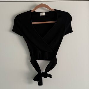Wilfred Black Tie-Front Blouse